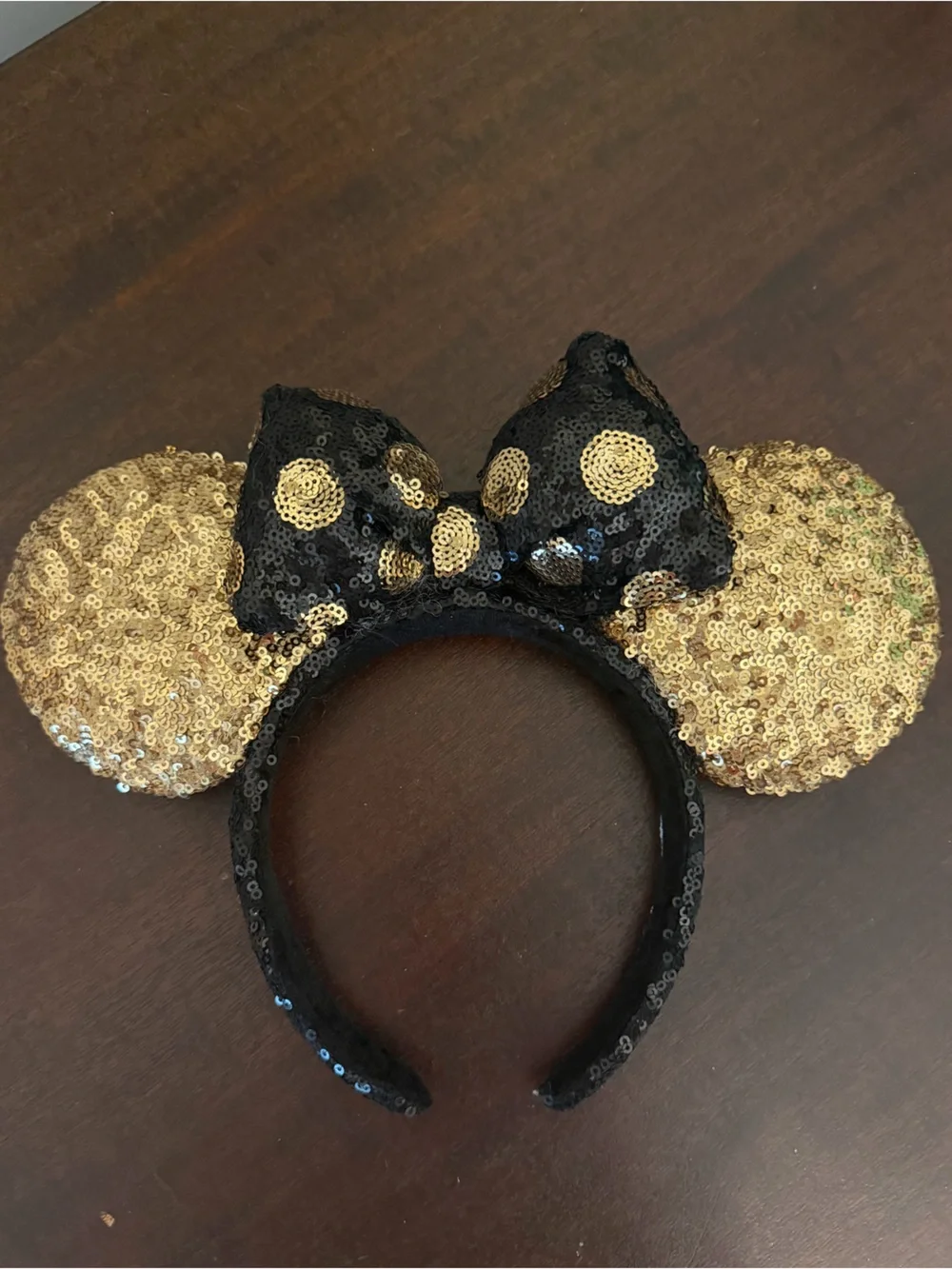 Disney Gold and Black Sequin Minnie Ears Headband